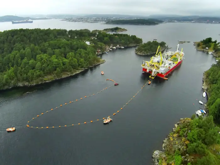 View of the Nexans Skagerrak/ our cable vessel. Aerial view.
