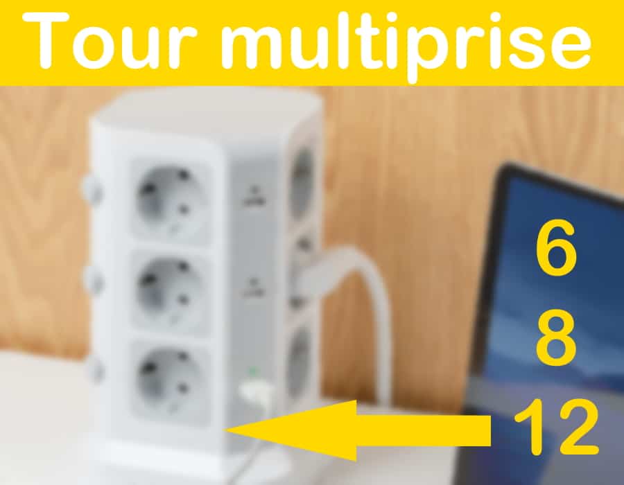 Multiprise Electrique , 12 Prises et 5 Ports USB, Multiprise