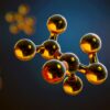 3d illustration of molecule model. Science background with molecules and atoms