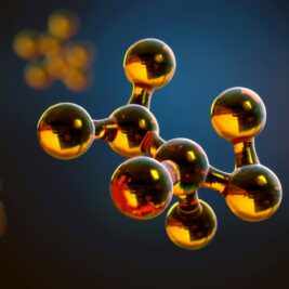 3d illustration of molecule model. Science background with molecules and atoms