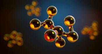 3d illustration of molecule model. Science background with molecules and atoms