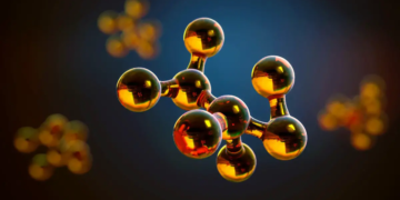 3d illustration of molecule model. Science background with molecules and atoms