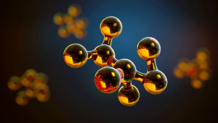 3d illustration of molecule model. Science background with molecules and atoms