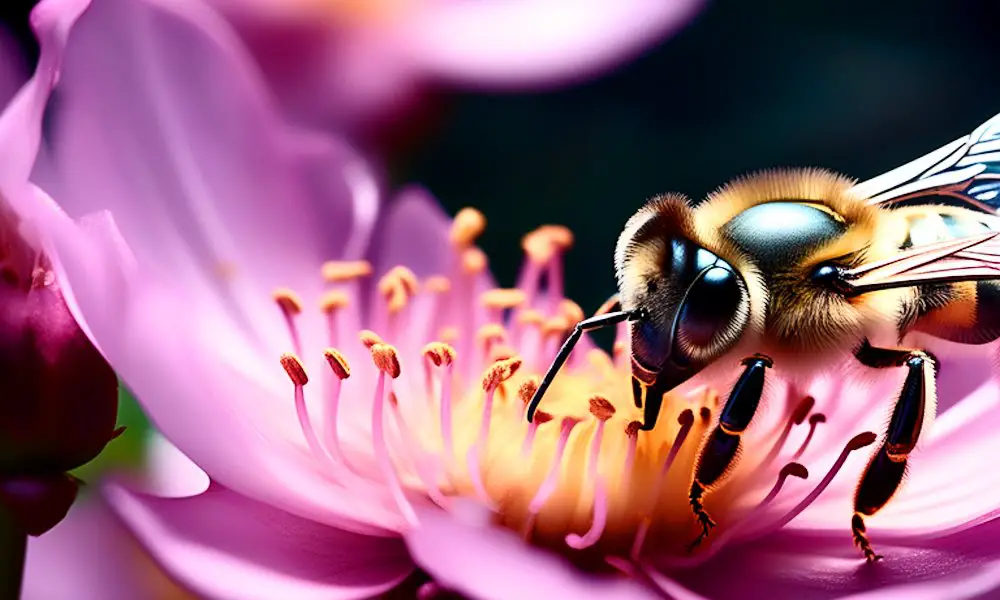 Une abeille butine sur une fleur