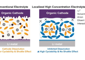 Les électrolytes non solubles améliorent les performances des batteries à base d'électrodes organiques