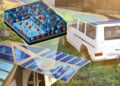 Panneaux solaires, batterie et véhicule électrique écologiques.
