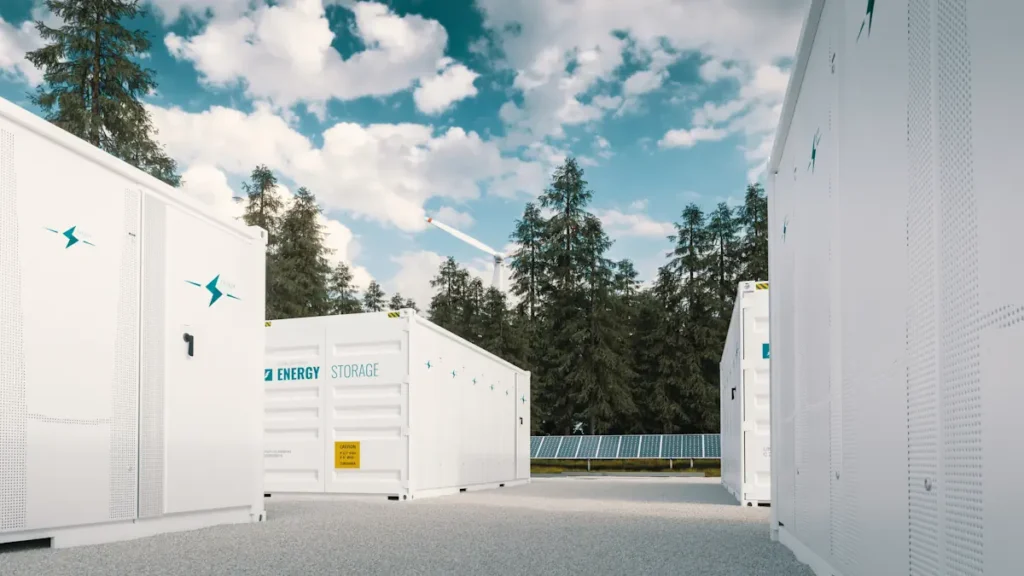 Un site de batteries de réseau lithium-ion