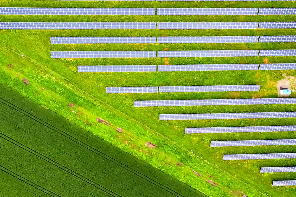 Une ferme solaire dans l'ouest du Sussex, au sud de l'Angleterre.