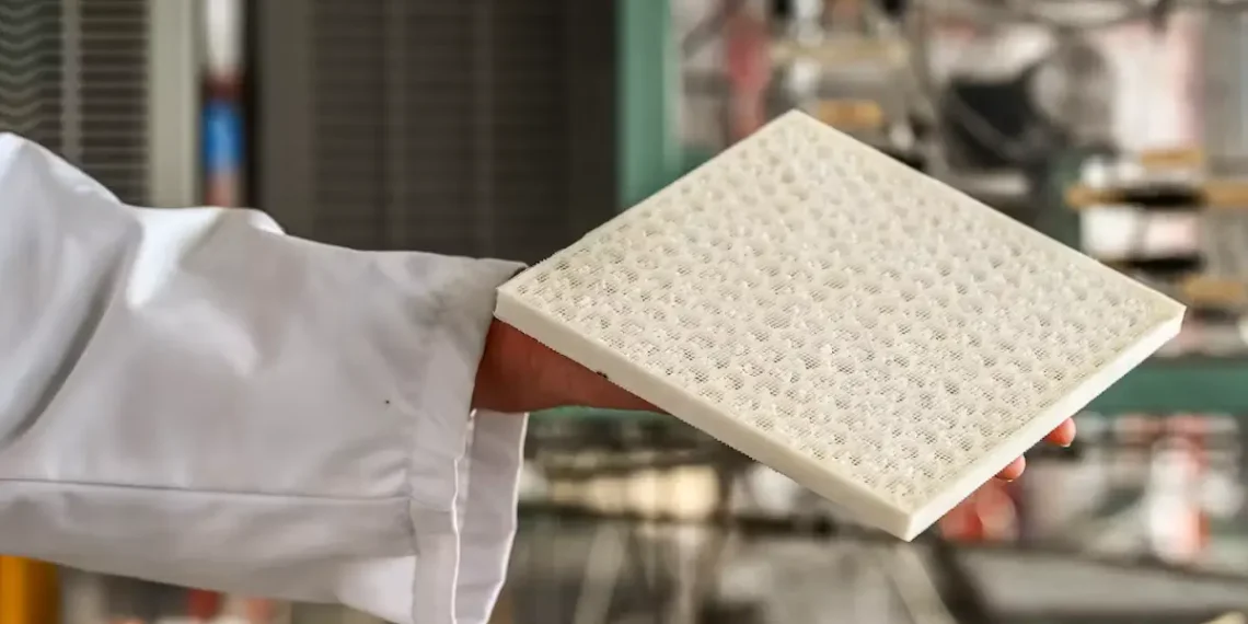 Des matériaux poreux capturant avec efficacité le formaldéhyde sont intégrés dans un filtre pour limiter la pollution de l’air intérieur. O. Gherrak/Ensi Caen