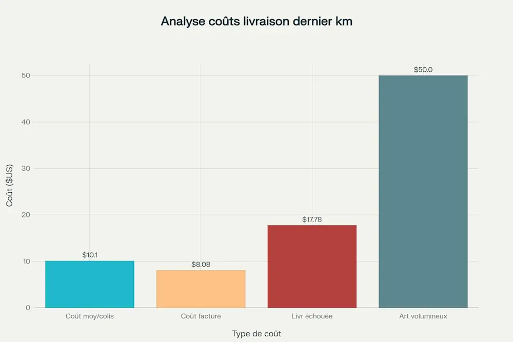 Analyse comparative des différents coûts associés à la livraison du dernier kilomètre, révélant les enjeux économiques majeurs du secteur