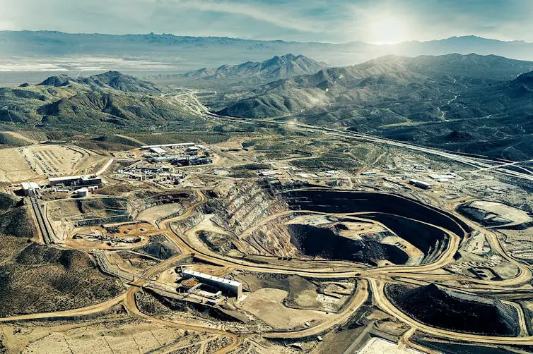 La mine de Mountain Pass, en Californie, en 2022, vue aérienne