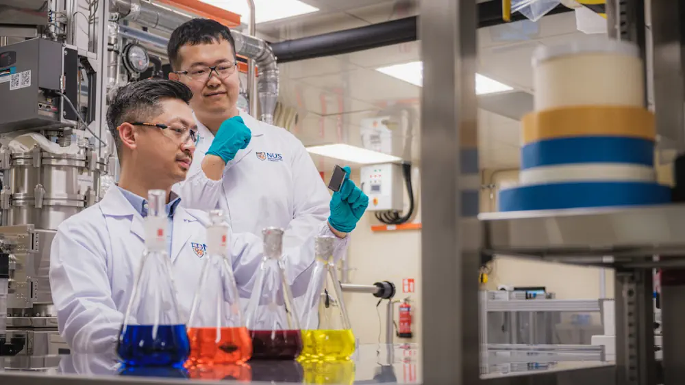 Les scientifiques de NUS ont établi une nouvelle référence en matière d'efficacité de conversion d'énergie des cellules solaires tandem pérovskite-organique en introduisant un absorbeur organique à bande interdite étroite nouvellement conçu, qui améliore considérablement la récolte de photons dans le proche infrarouge (NIR) - un goulot d'étranglement de longue date dans les cellules solaires tandem à couches minces.