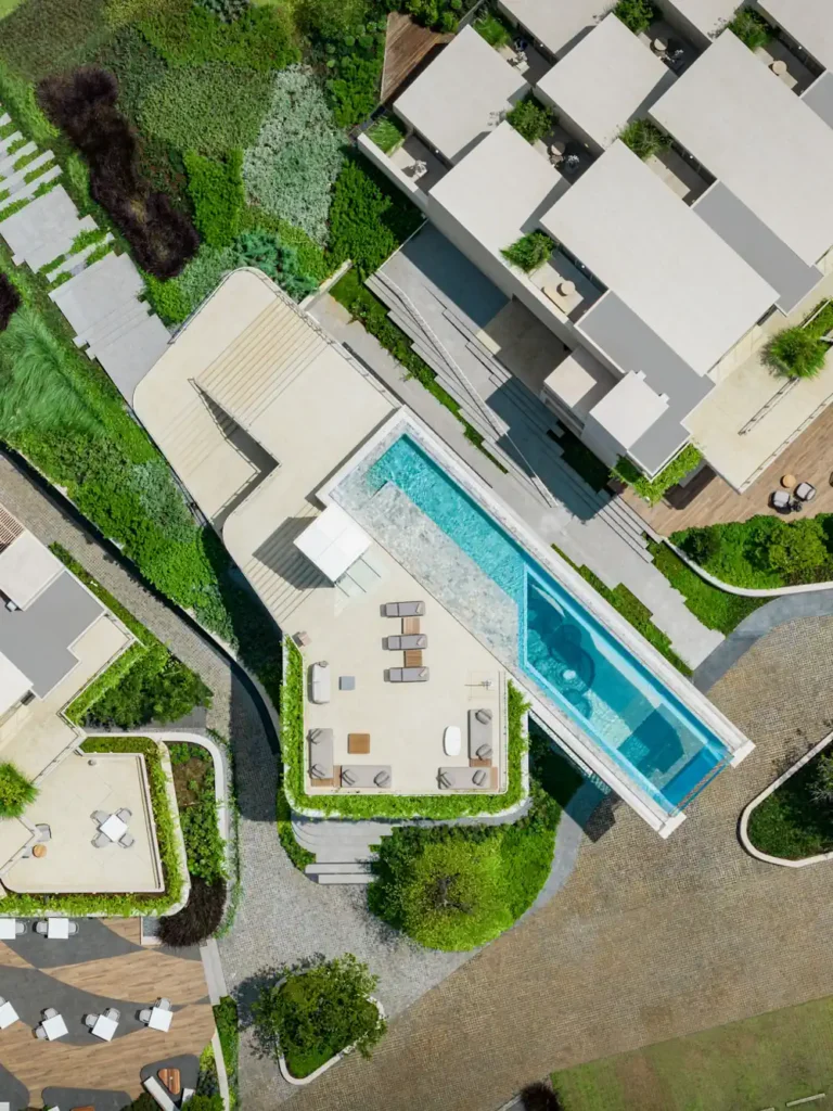 Vue aérienne de la piscine - Crédit Urban Praxis