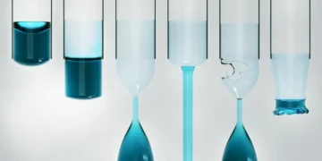 L'eau qui tombe forme de belles pellicules cannelées