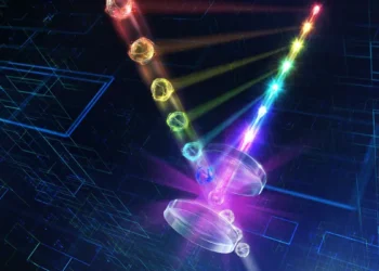 Un par un, chaque ion-qubit est déplacé dans une cavité optique, où des miroirs collectent efficacement les photons émis. Chaque photon émerge enchevêtré avec son qubit ionique, formant ainsi un lien quantique profond. Image : Université d'Innsbruck/Harald Ritsch
