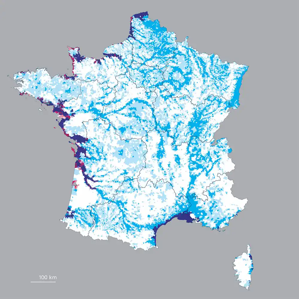L'emprise des débordements et des submersions en France hexagonale et Corse en 2025