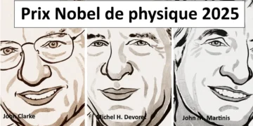 Les 3 physiciens nobellisés. John Clarke, Michel H. Devoret, John M. Martinis. Crédit : Ill. Niklas Elmehed © Nobel Prize Outreach