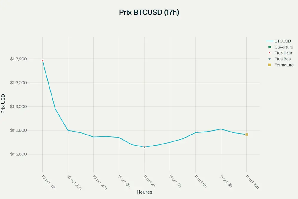 Graphique BTC/USD des 24 dernières heures