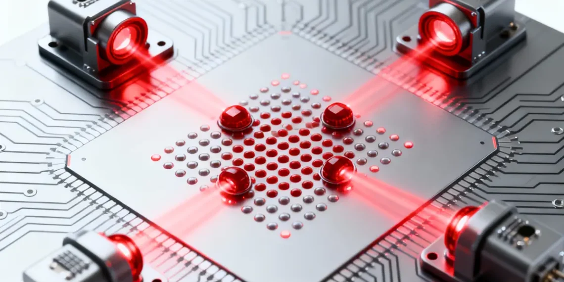 Lasers rouges sur puces de silicium révolutionnent les technologies quantiques et de détection