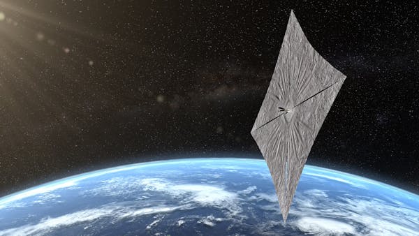 Image d'artiste du vaisseau LightSail 2 de la Planetary Society.