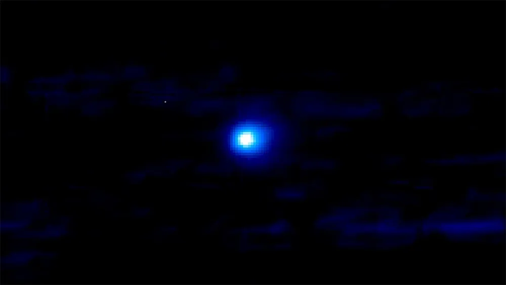 Image 3I/ATLAS obtenue avec l'instrument MUSE installé sur un télescope de 8 mètres du Very Large Telescope (VLT) de l'Observatoire européen austral (ESO) à l'observatoire de Paranal, montrant une coma compacte. | ©️ ESO/C.Opitom