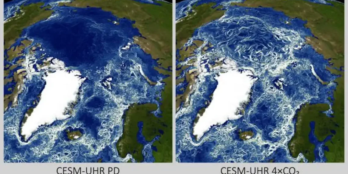 Augmentation des turbulences océaniques polaires due au réchauffement climatique
