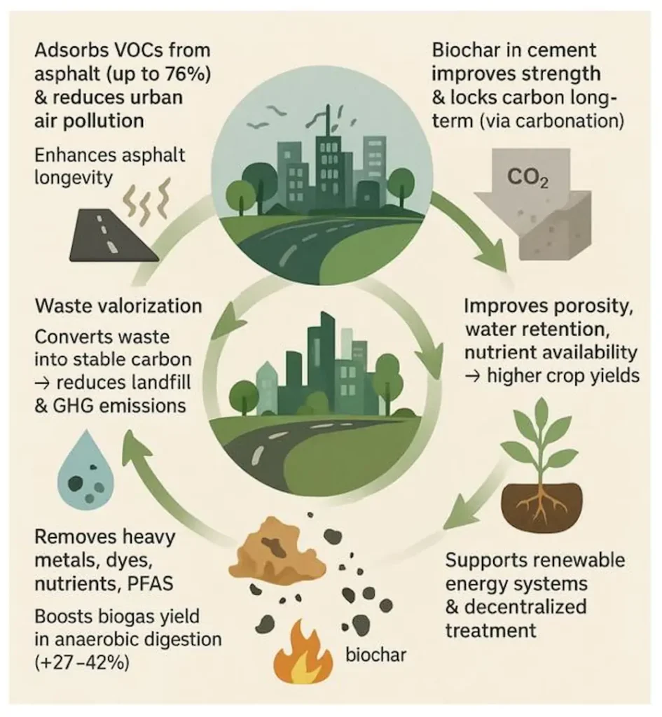 Applications mondiales du biochar dans les villes durables du futur : une perspective