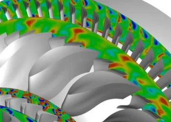 Simulation informatique du flux dans un moteur.