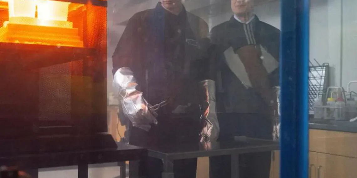 Nicholas Clark, à gauche, est professeur assistant de recherche à Penn State et co-inventeur de LionGlass. Il travaille dans le domaine des glaciers.