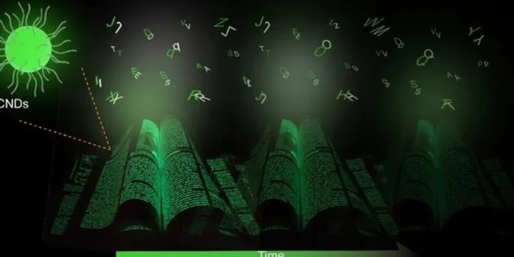 Impression invisible, évolutive, à ultra-haute résolution et haute fidélité, d'encre à base de nanodots de carbone phosphorescents sans sous-couche.