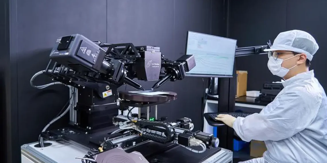 Un chercheur analyse les défauts des cellules solaires à hétérojonction en silicium.