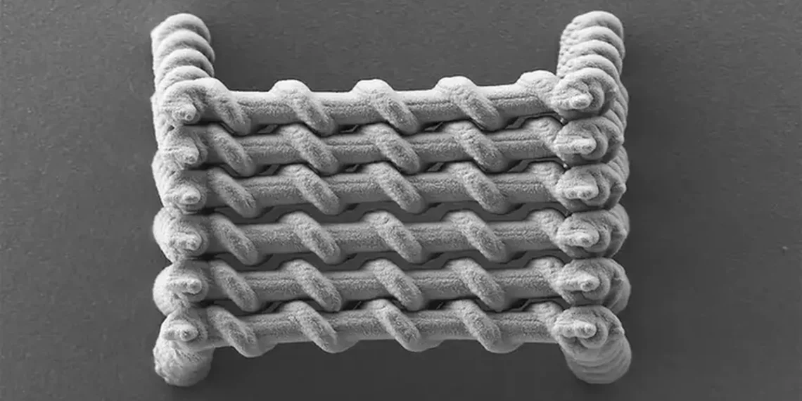 Image SEM des tubes magnétiques torsadés. 2025 EPFL/LMGN CC BY SA