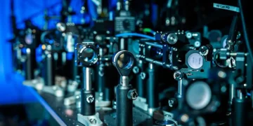 Various optics, including lenses and mirrors, as well as other test equipment which are used for directing and measuring