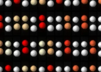 A stop-motion image that shows pairs of millimeter-scale beads forming a time crystal over approximately one-third of a