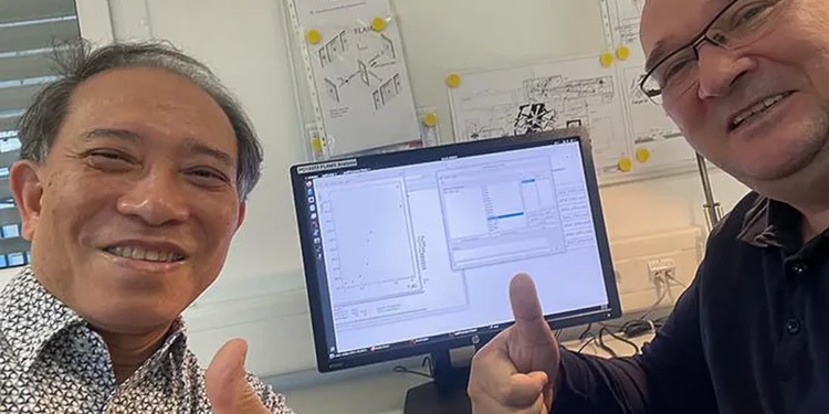 Yoshiteru Maeno and Rustem Khasanov at the muon facility immediately after discovering that the previous measurement met