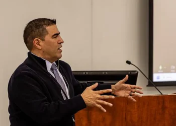 Jean Paul Allain, the associate director of Fusion Energy Sciences, gives opening remarks at the Princeton Plasma Physic