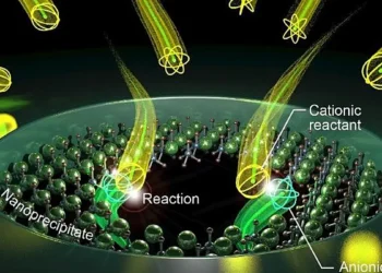 Schematic model depicting in-pore precipitation reaction in a solid-state nanopore.