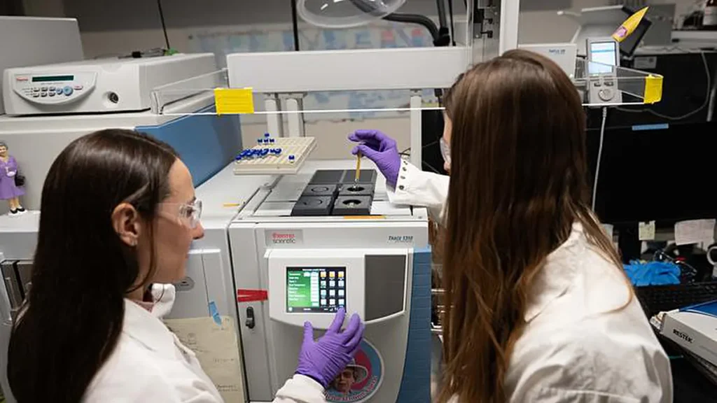 Allison Baczynski, assistant research professor of geosciences at Penn State, (left) led the study alongside Ophéli