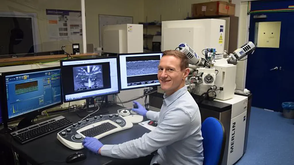 L'auteur principal, le Dr Stanislaw Zankowski, utilise les installations de microscopie électronique de classe mondiale du David Cockayne Centre for Electron Microscopy, au département des matériaux de l'université d'Oxford. Crédit : Département des matériaux, Université d'Oxford. (Crédit : Département des matériaux, Université d'Oxford.)