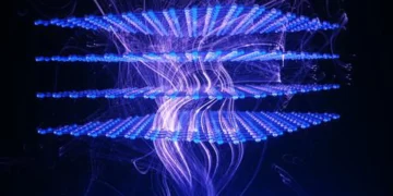 Les champs fluctuants dans le nitrure de bore hexagonal affectent la densité superfluide dans un supraconducteur situé à proximité immédiate. Crédit : Ella Maru Studio