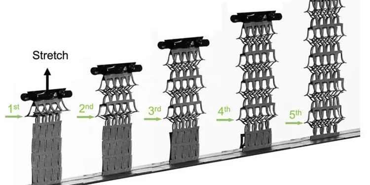 La découpe de motifs dans des matériaux élastiques permet de déplier ces derniers pour leur donner de nouvelles formes, et des chercheurs ont désormais démontré qu'il était possible de contrôler l'ordre dans lequel ce dépliage s'effectue en magnétisant les matériaux. Ces travaux constituent une avancée fondamentale dans notre compréhension du comportement des métamatériaux et ont également démontré leur utilité dans des applications visant à absorber l'énergie cinétique.
