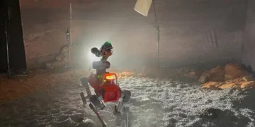 Legged robot performing analogue tests in Marslabor at the University of Basel. 