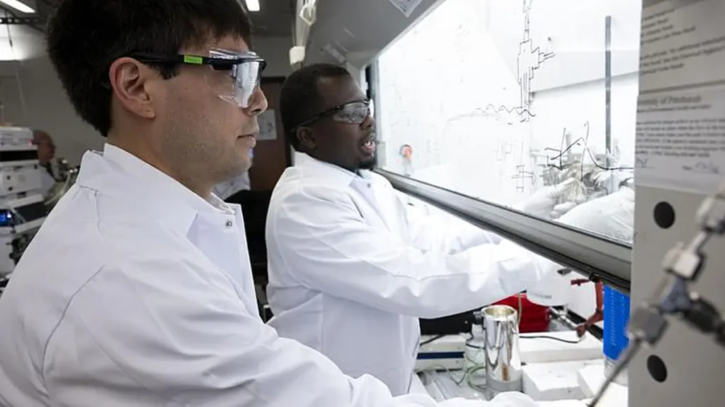 Nader Sawtarie et Aime Laurent Twizerimana dans le laboratoire.