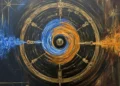 Artistic rendering of Penrose super-radiance: electromagnetic waves with selected rotation patterns are amplified as the