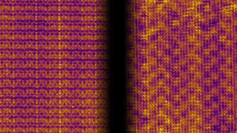 Rayures ou damier ? Le champ magnétique influence des motifs électroniques concurrents dans un matériau quantique de type graphène