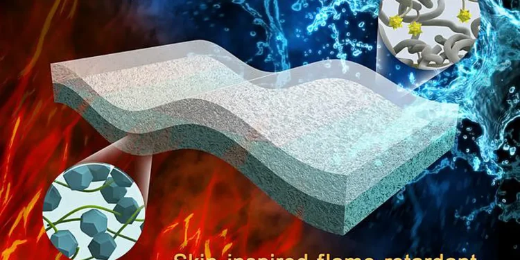 Revêtement superhydrophobe, robuste et biomimétique aux propriétés ignifuges et à l'excellente capacité d'auto-extinction