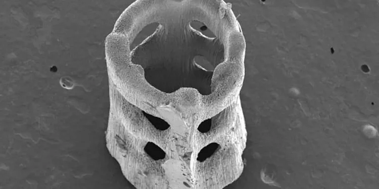 The researchers’ custom resin and computational techniques allow true 3D printing with a single laser exposure.