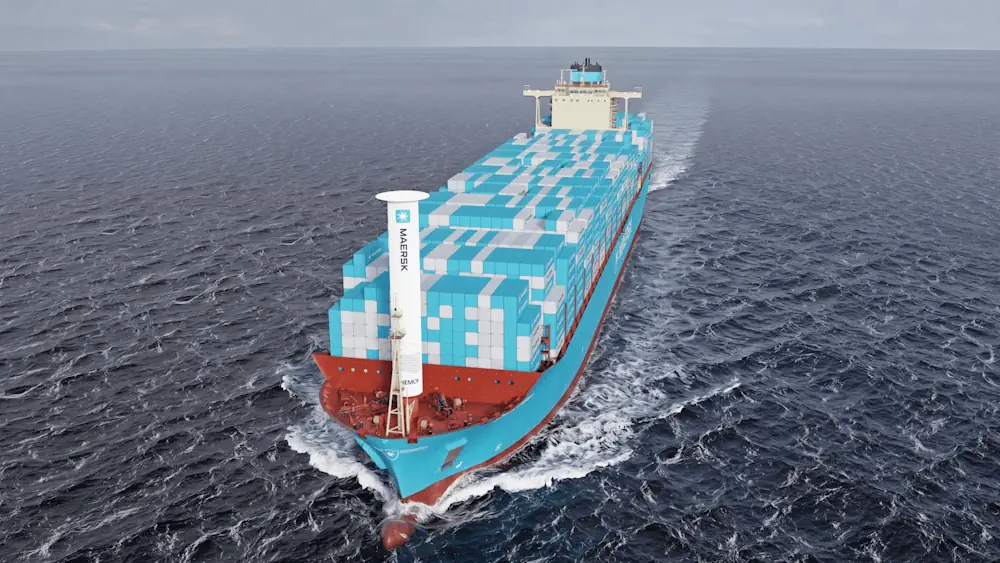 Maersk va installer une voile rotative sur un porte-conteneurs en 2027