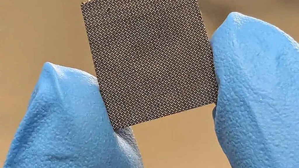 Électrode traitée thermiquement présentant sa structure poreuse et les détails fins conservés après le traitement thermique.