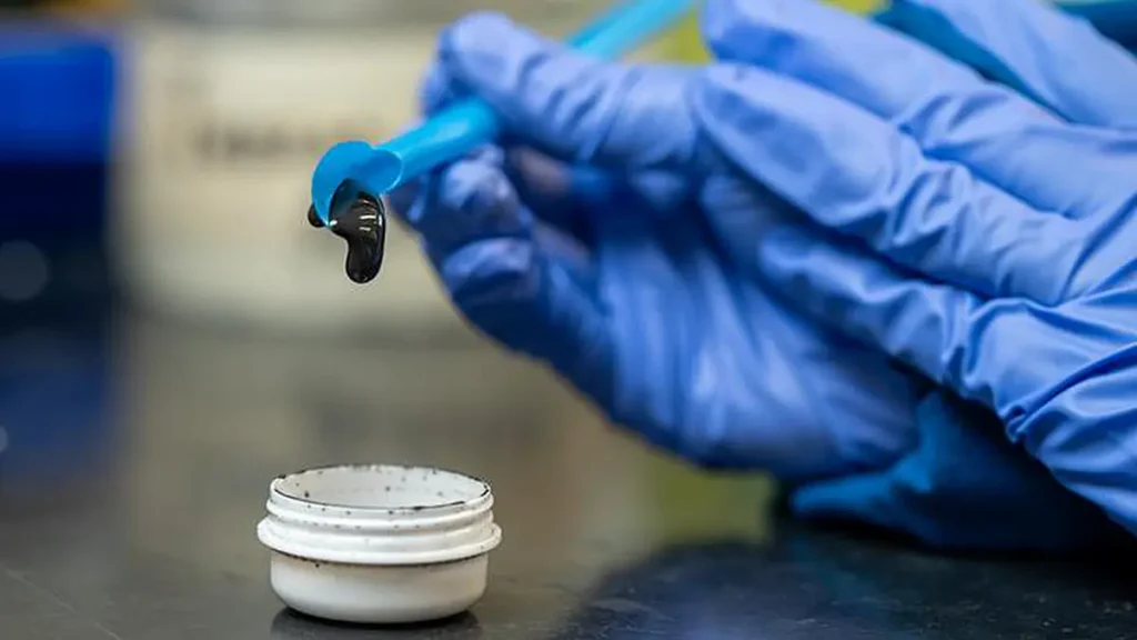 After the binder is mixed with electrode powder, it forms a thick slurry that will be used to make an electrode layer.